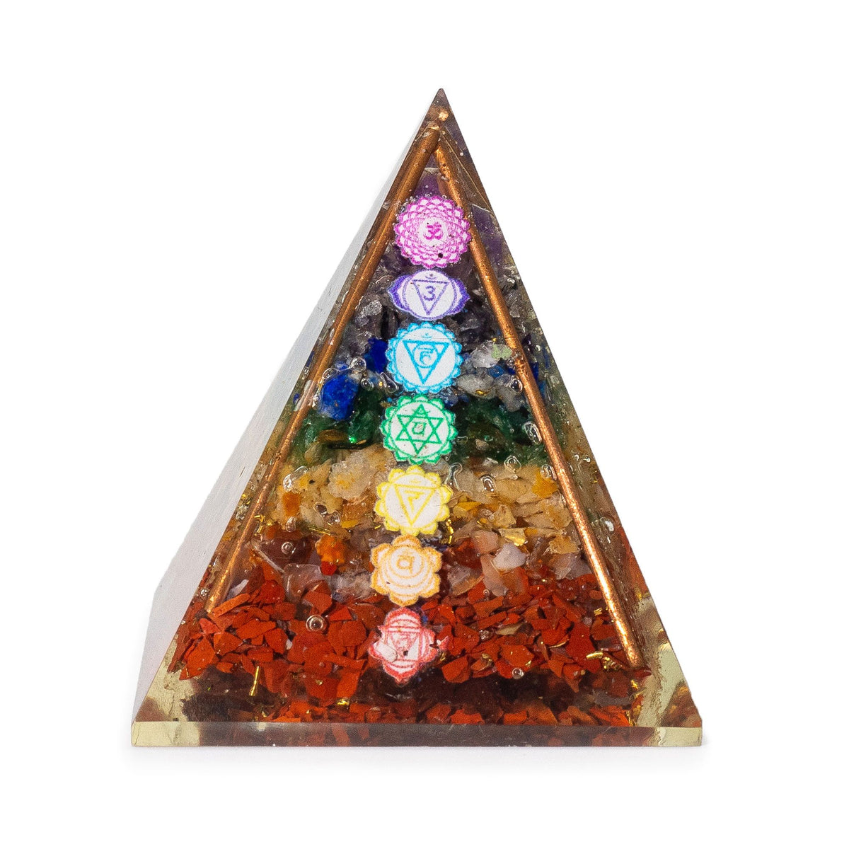 Medium Orgonite Pryamids 7x6cm - Copper Bars - 7 Charkra Chips