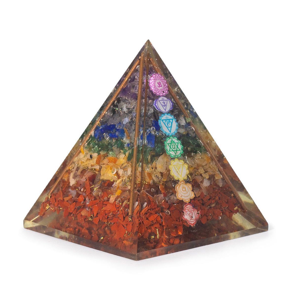 Medium Orgonite Pryamids 7x6cm - Copper Bars - 7 Charkra Chips