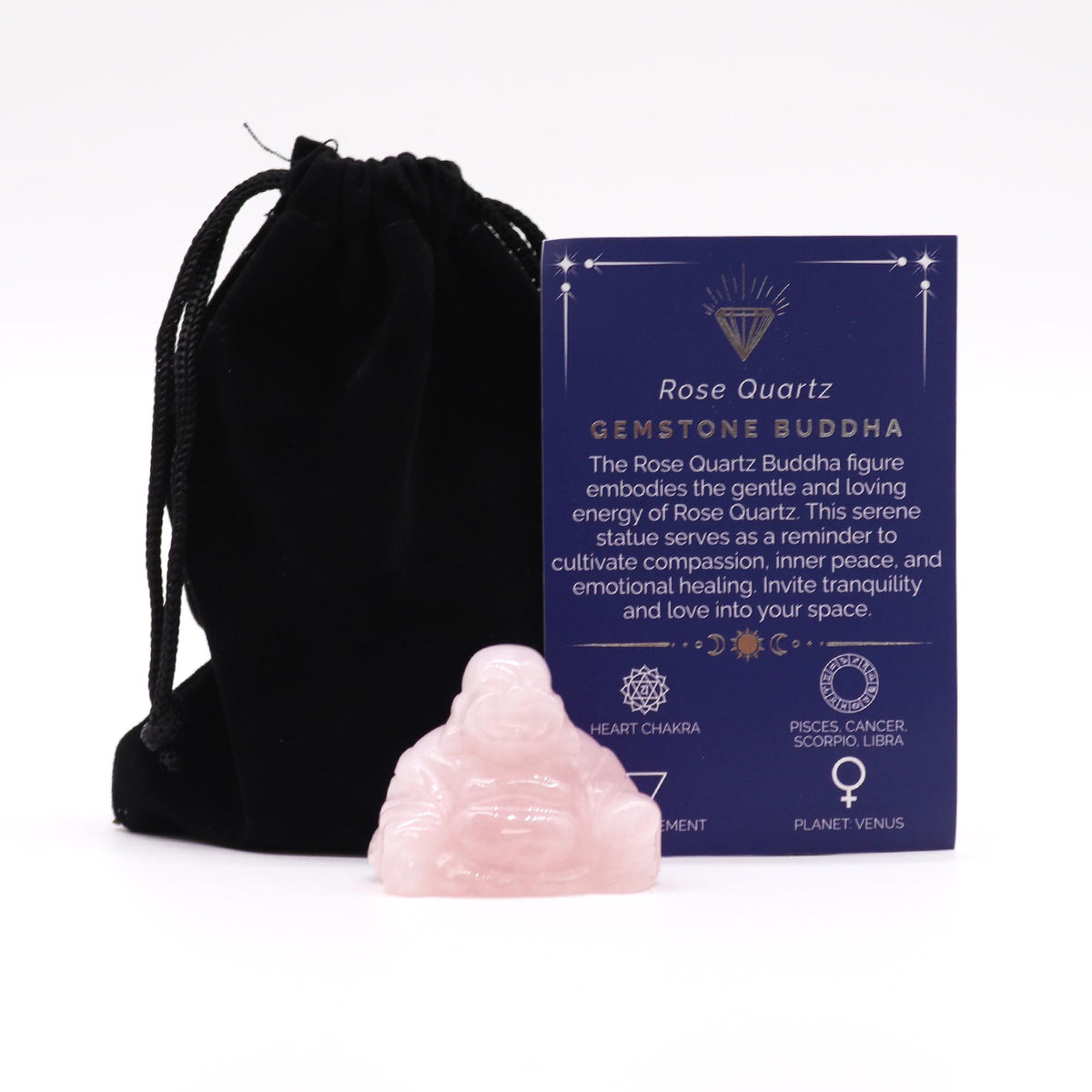 Gemstone Small Buddha - Rose Quartz