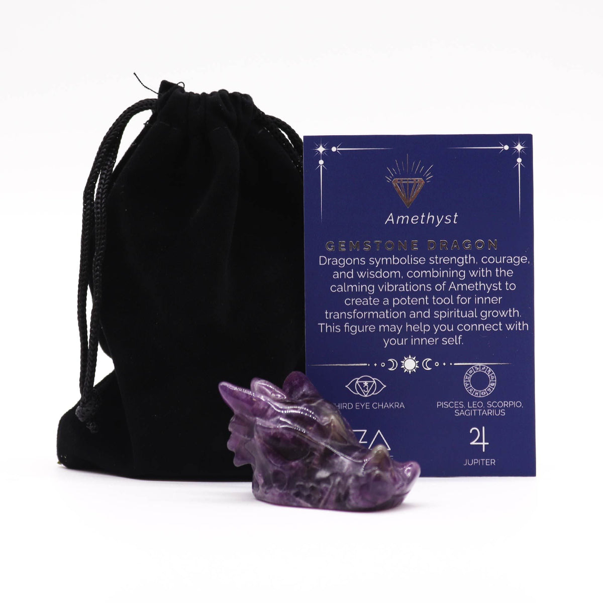 Gemstone Small Dragon Head - Amethyst