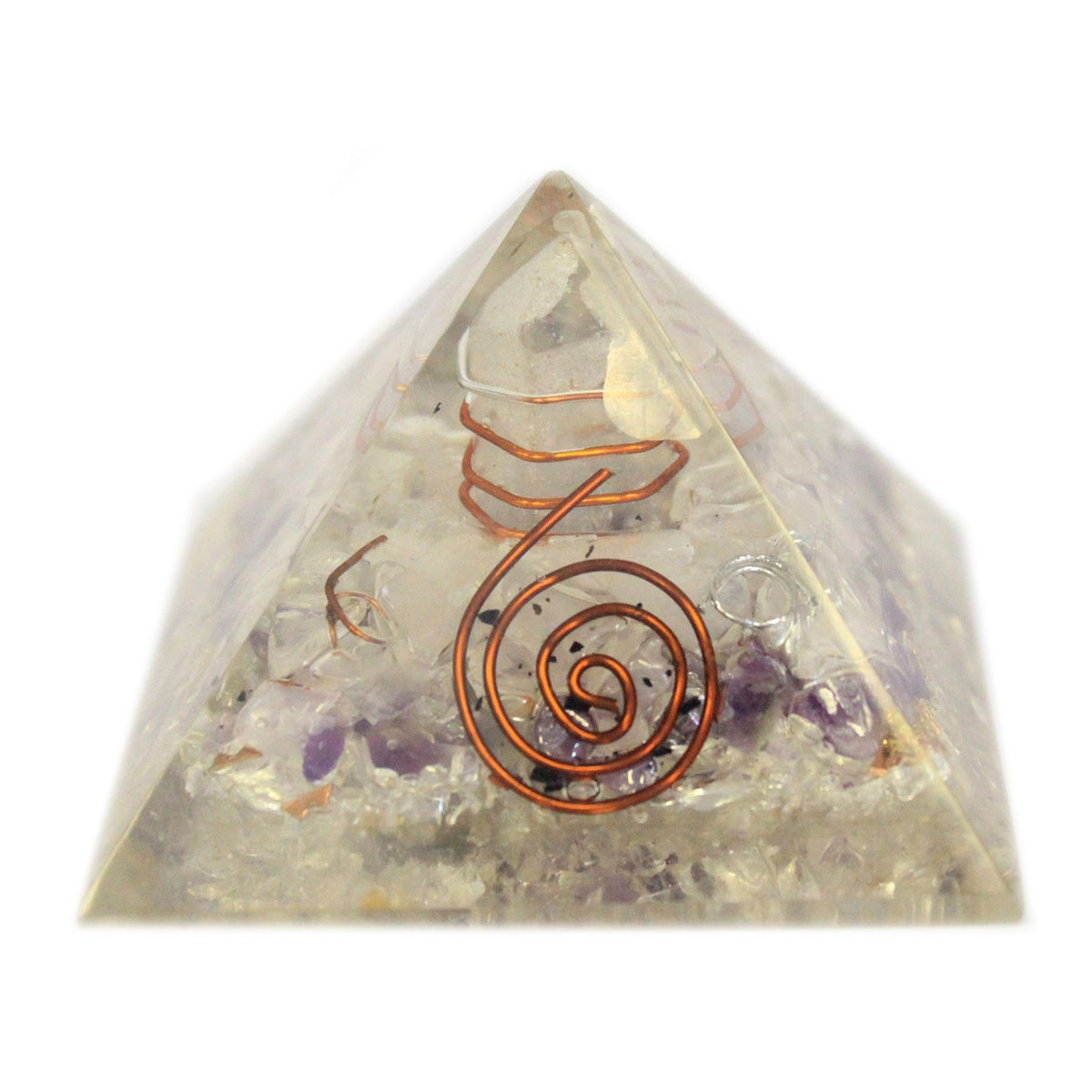 Medium Orgonite Pyramid 55mm Gemchips and Copper