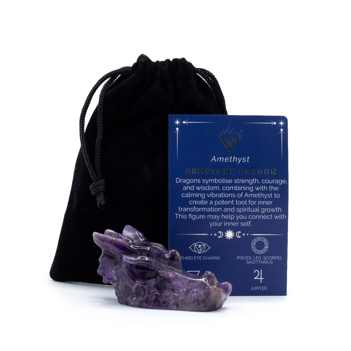 Gemstone Large Dragon Head - Amethyst