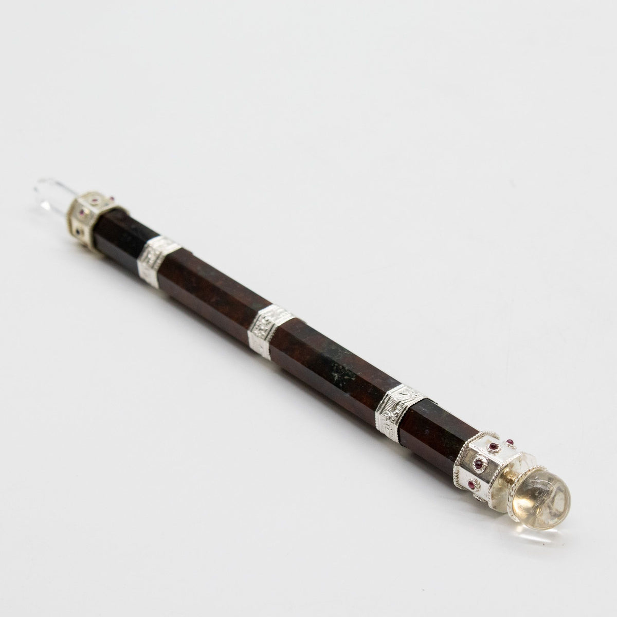 Bloodroot Sovereign Wand - Extra Long Fancy Jasper Magic - Crystal Ball top - 26cm