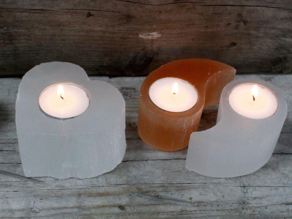 Selenite Yin Yang Candle Holder