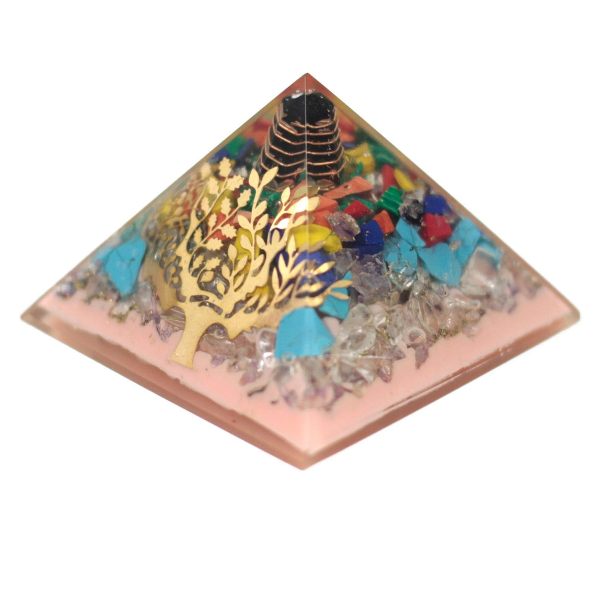 Large Orgonite Pyramid 70mm - Tree(earth base)