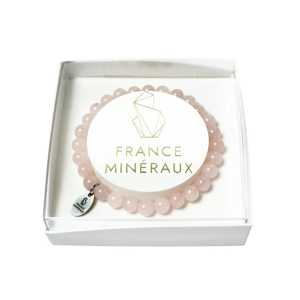 France Minéraux rose quartz bracelet with 6 mm round pink beads
