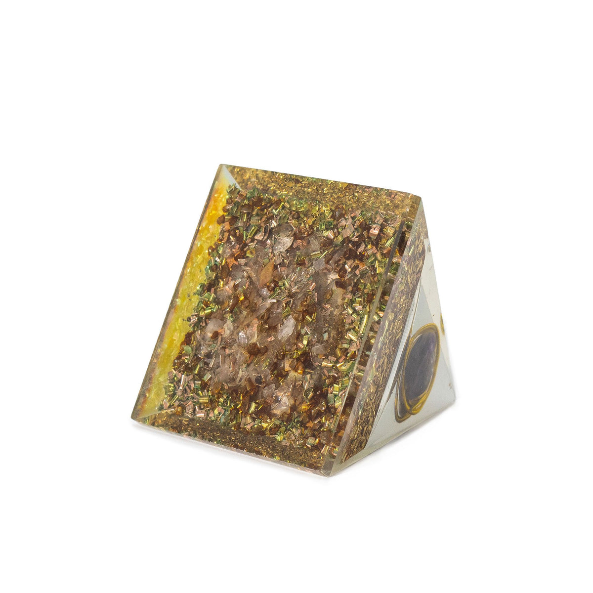 Medium Orgonite Pryamids 7x6cm - Wrapped Amythist - Copper Chips