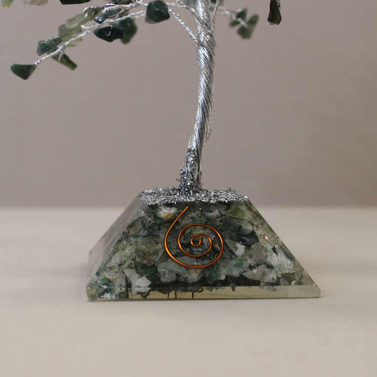 Gemstone Tree with Orgonite Base - 160 Stone - Moss Agate