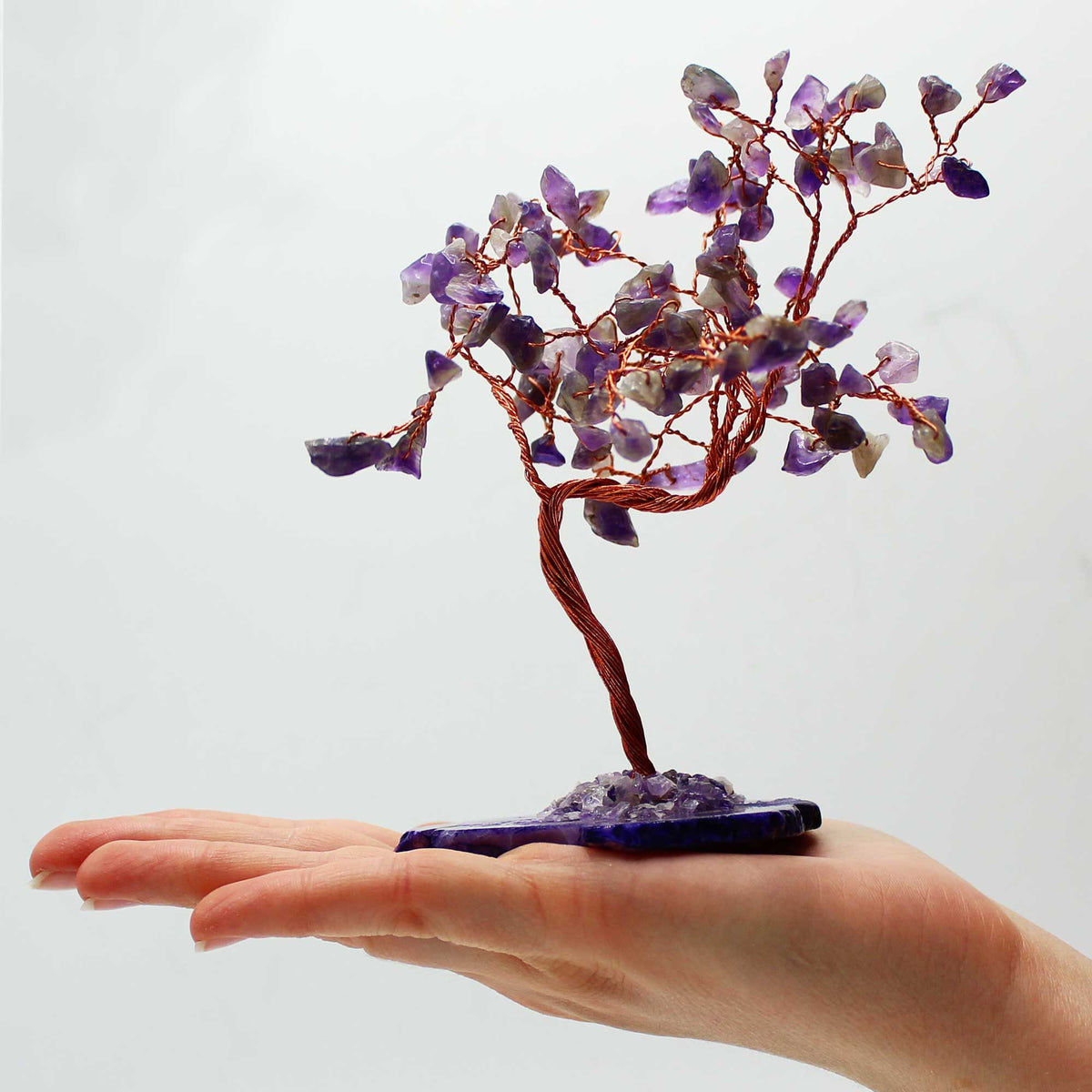 Large Gemstone Tree - Amethyst on Natural Agate Base (100 stones)