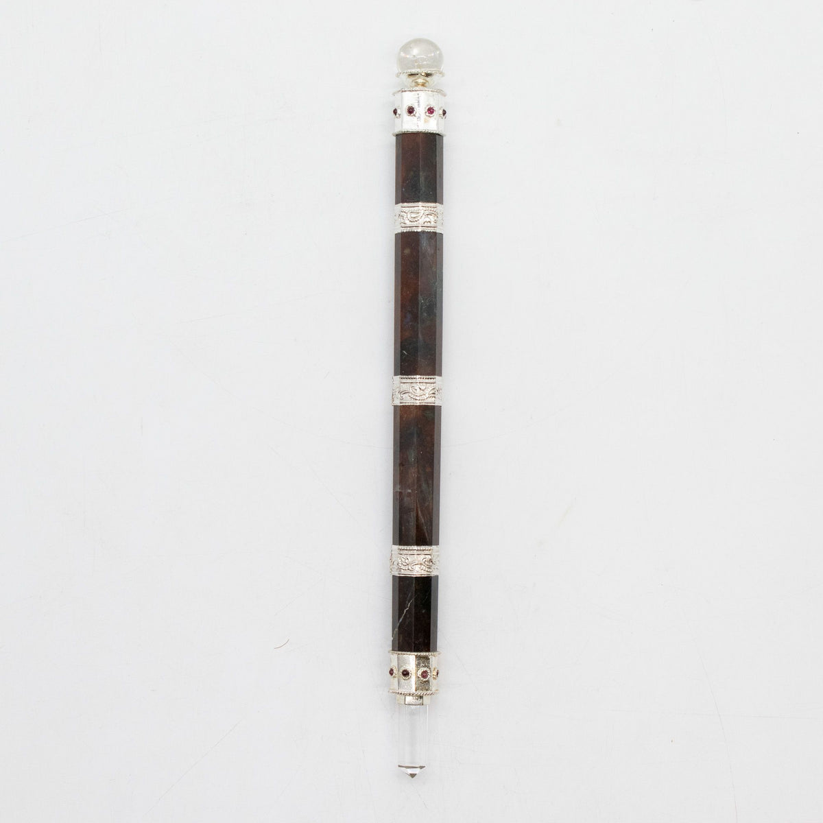 Bloodroot Sovereign Wand - Extra Long Fancy Jasper Magic - Crystal Ball top - 26cm