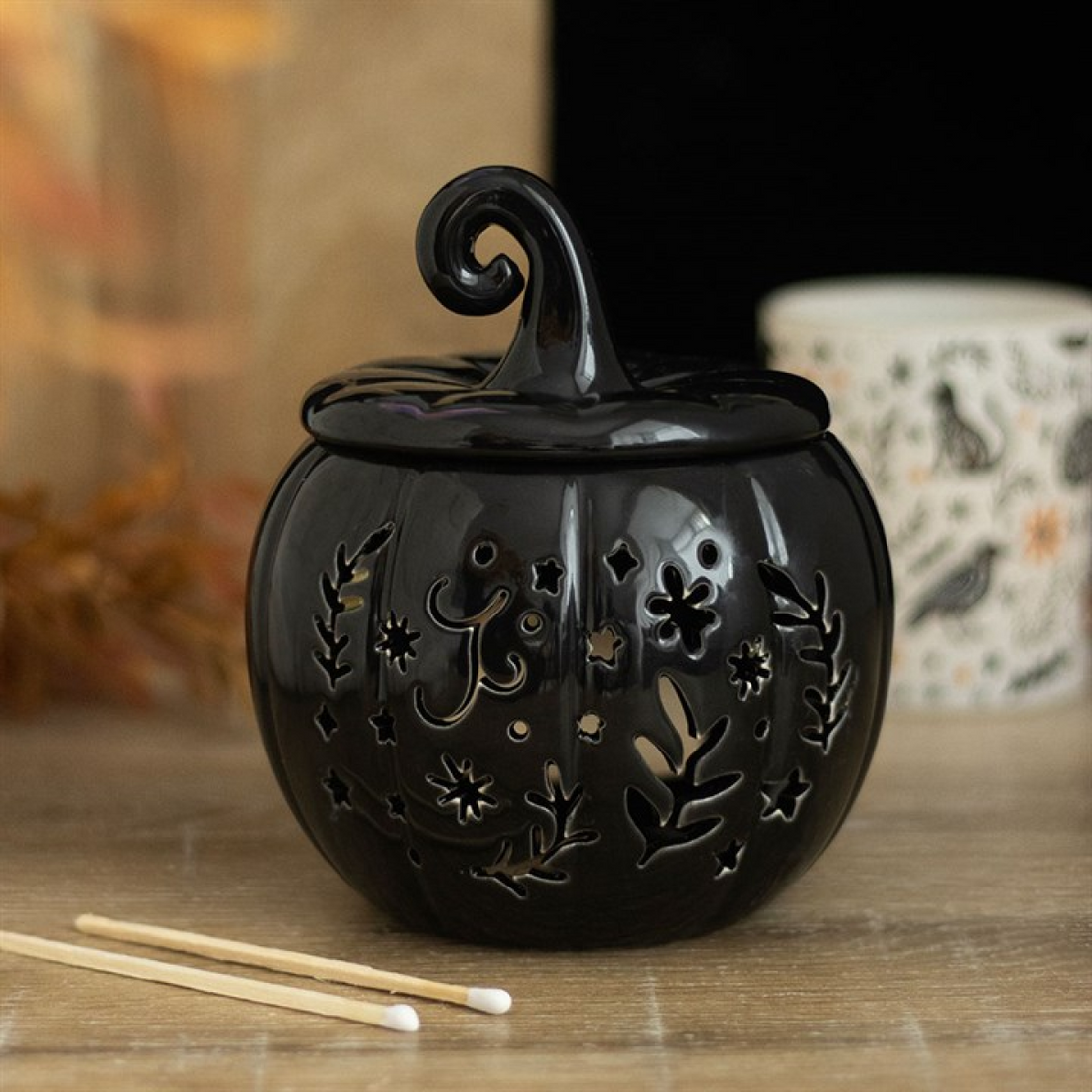 Black Folk Pumpkin Oil Burner and Wax Warmer.
